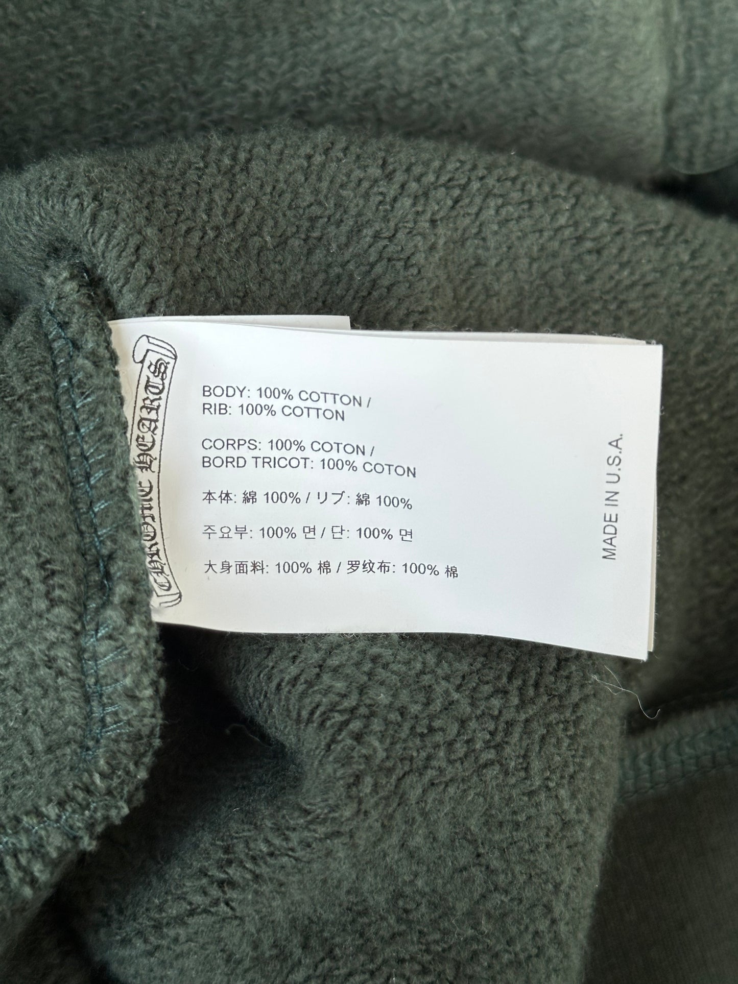 Chrome Hearts Green & White Embroidered Logo Quarter Zip Sweater