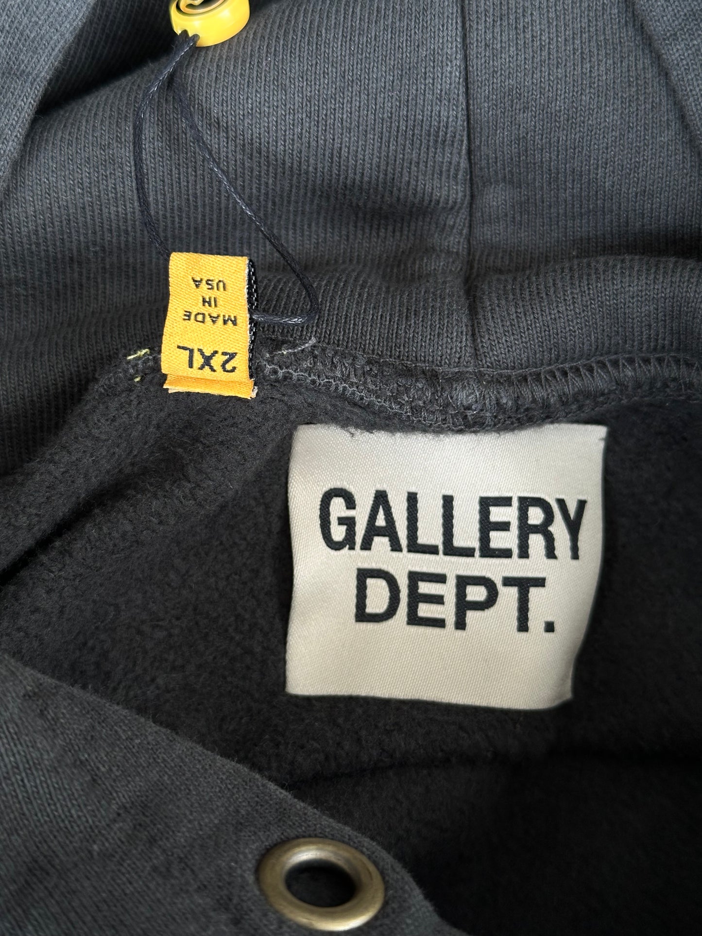 Gallery Dept Washed Black & Yellow Dept Logo Hoodie