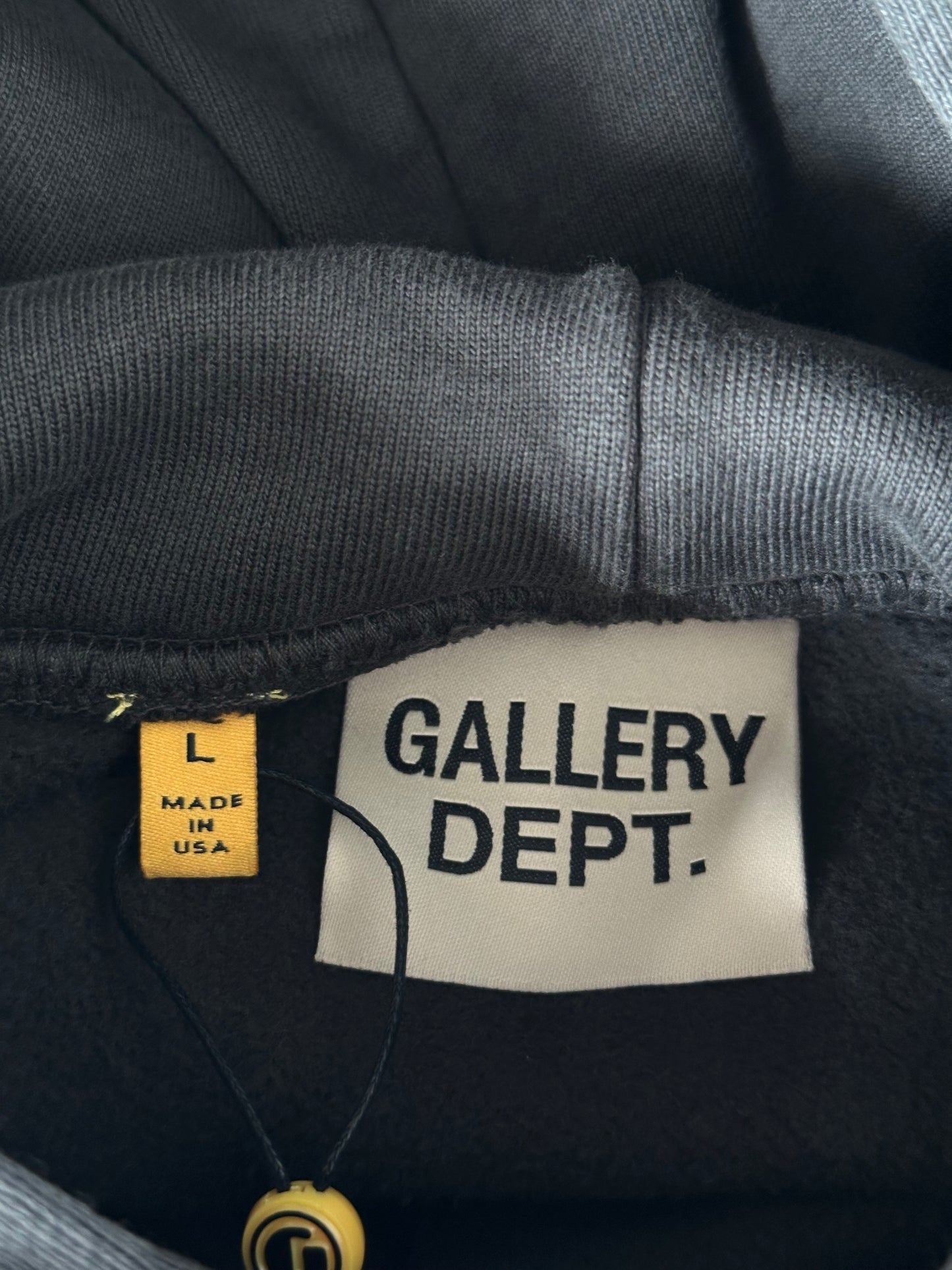 Gallery Dept Washed Black & Yellow Dept Logo Hoodie