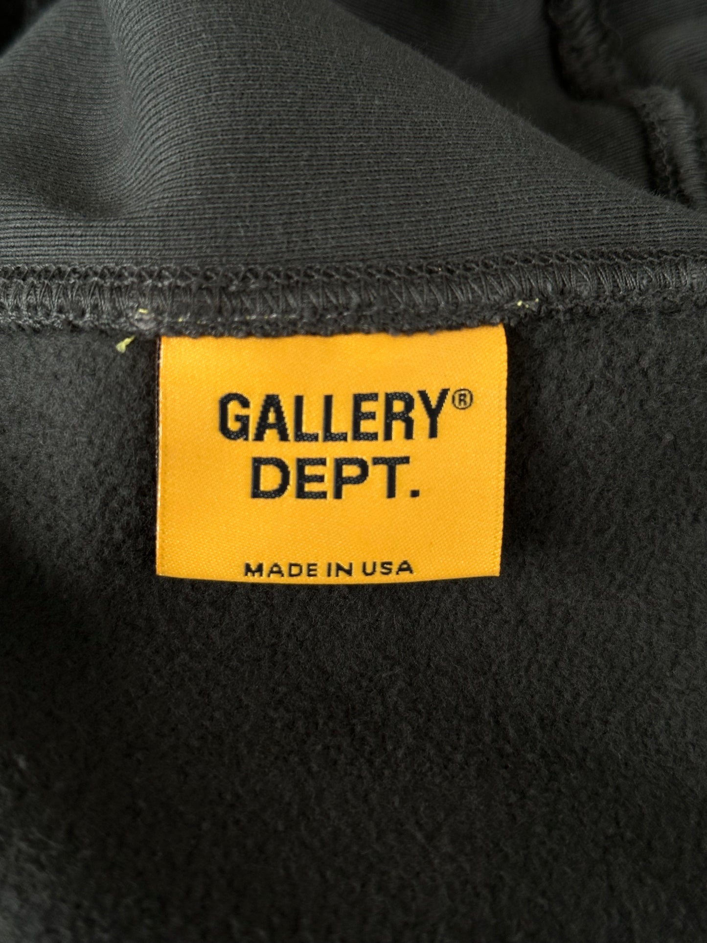 Gallery Dept Washed Black & Yellow Dept Logo Hoodie