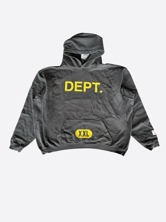 Gallery Dept Washed Black & Yellow Dept Logo Hoodie