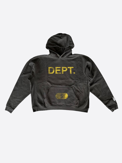 Gallery Dept Washed Black & Yellow Dept Logo Hoodie