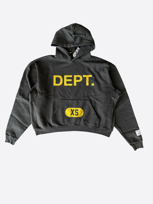 Gallery Dept Washed Black & Yellow Dept Logo Hoodie