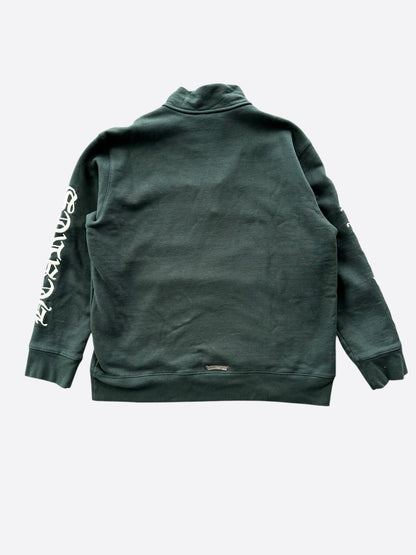 Chrome Hearts Green & White Embroidered Logo Quarter Zip Sweater