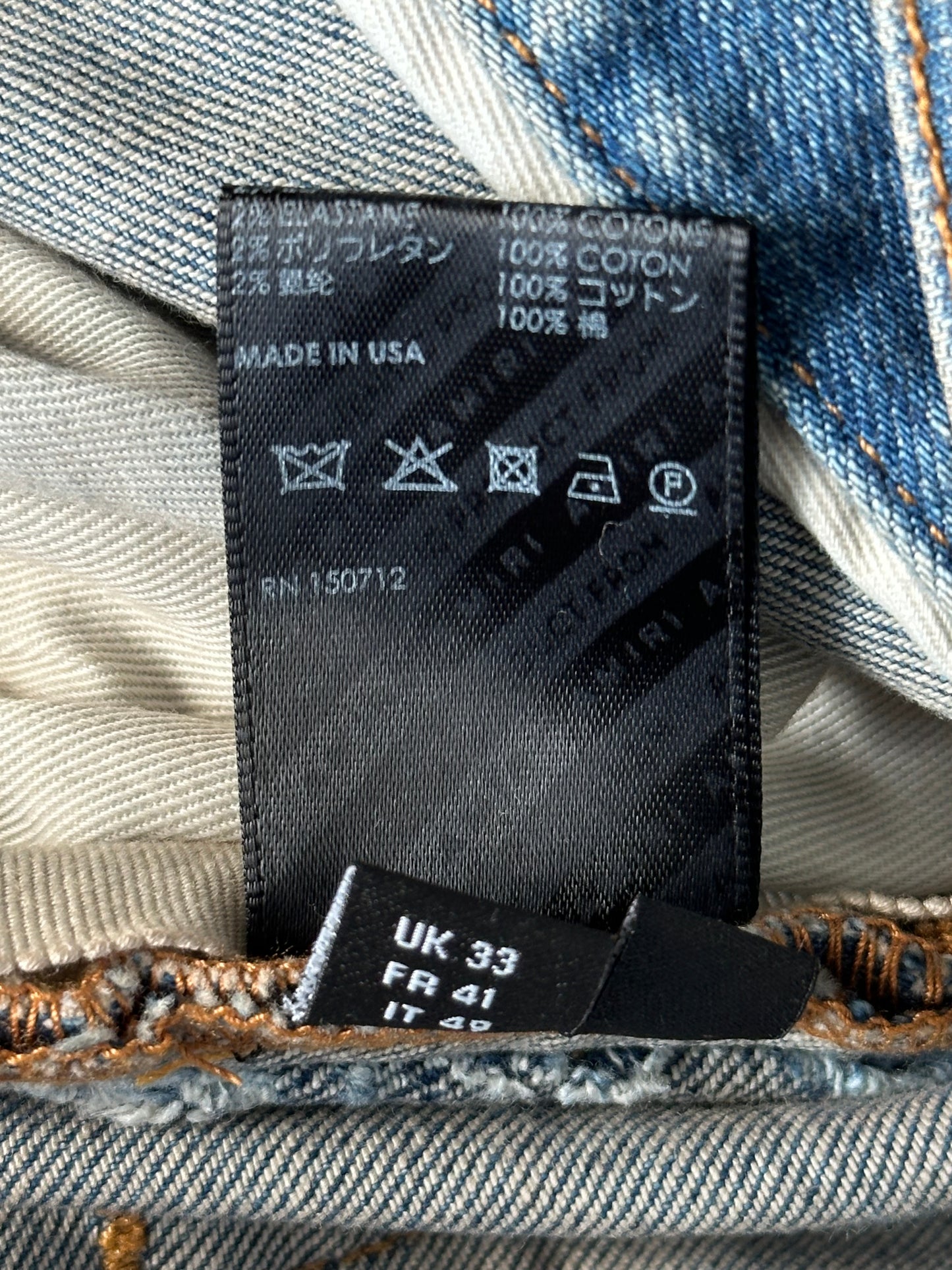 Amiri Clay Indigo Rainbow Bandana Patch Thrasher Jeans
