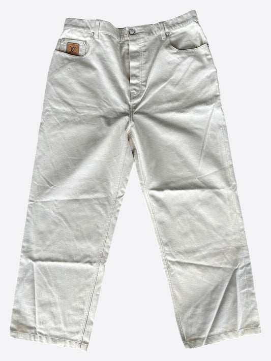 Louis Vuitton Beige Logo Baggy Pants