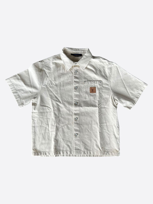 Louis Vuitton Beige Logo Button Up Shirt