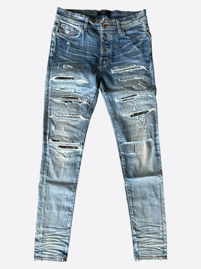 Amiri Clay Indigo Rainbow Bandana Patch Thrasher Jeans