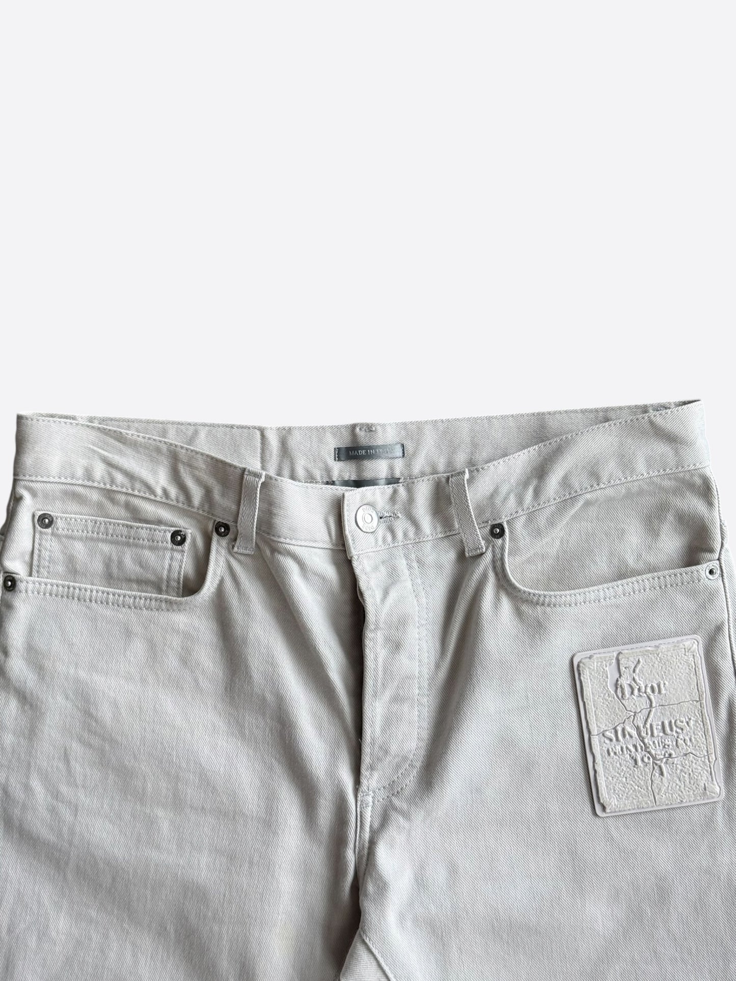 Dior Daniel Arsham White Eroded Logo Jeans
