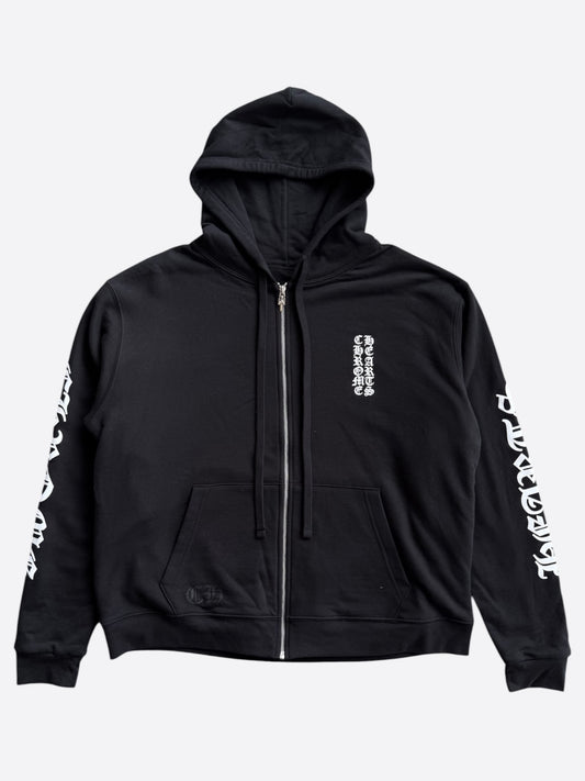 Chrome Hearts Black & White Script Logo Thermal Zip Up Hoodie