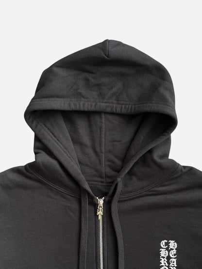 Chrome Hearts Black & White Script Logo Thermal Zip Up Hoodie