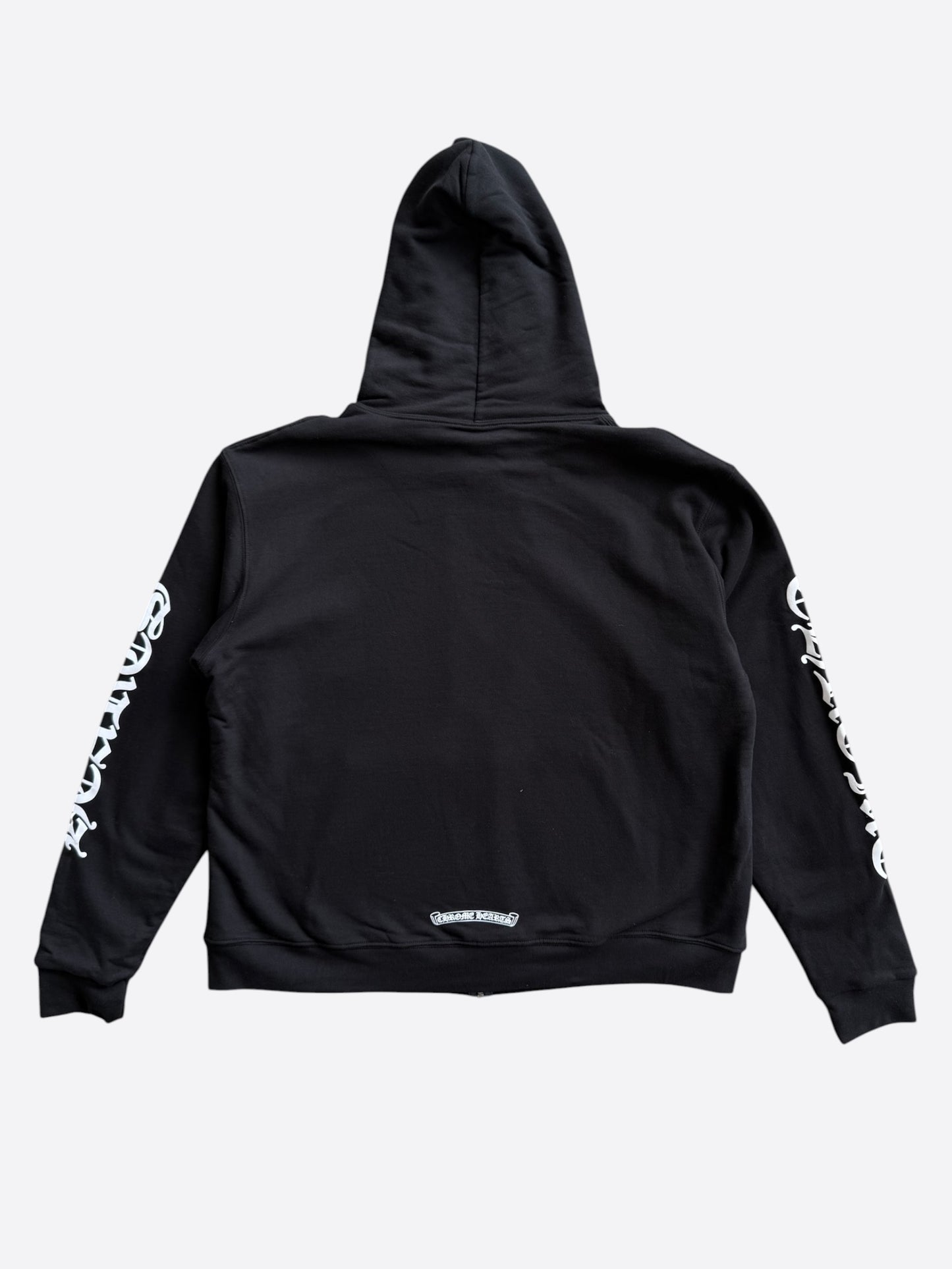 Chrome Hearts Black & White Script Logo Thermal Zip Up Hoodie