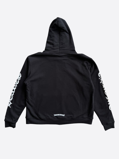 Chrome Hearts Black & White Script Logo Thermal Zip Up Hoodie