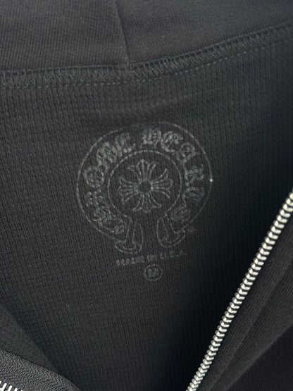 Chrome Hearts Black & White Script Logo Thermal Zip Up Hoodie