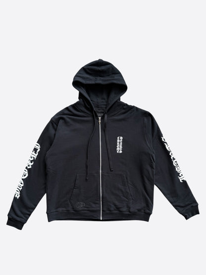 Chrome Hearts Black & White Script Logo Thermal Zip Up Hoodie