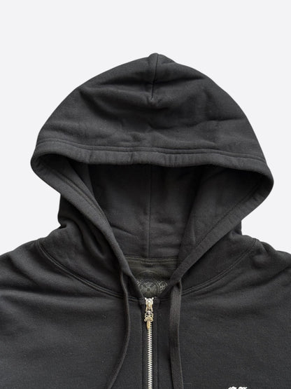 Chrome Hearts Black & White Script Logo Thermal Zip Up Hoodie