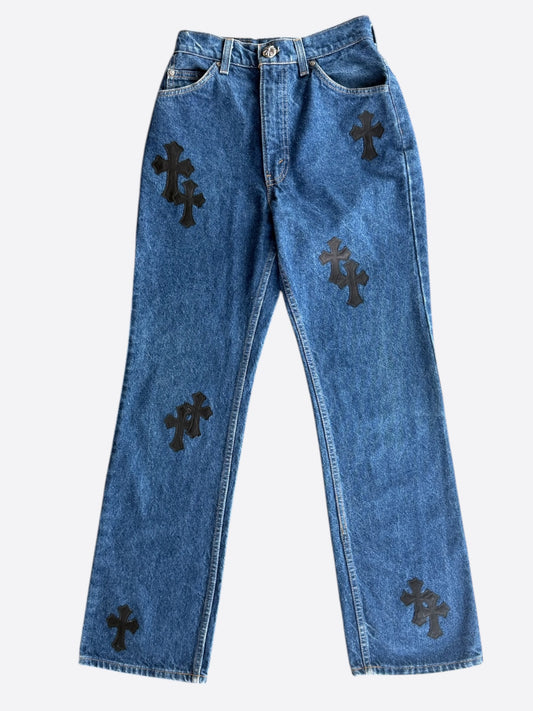 Chrome Hearts Levis Blue & Black Cross Patch Jeans