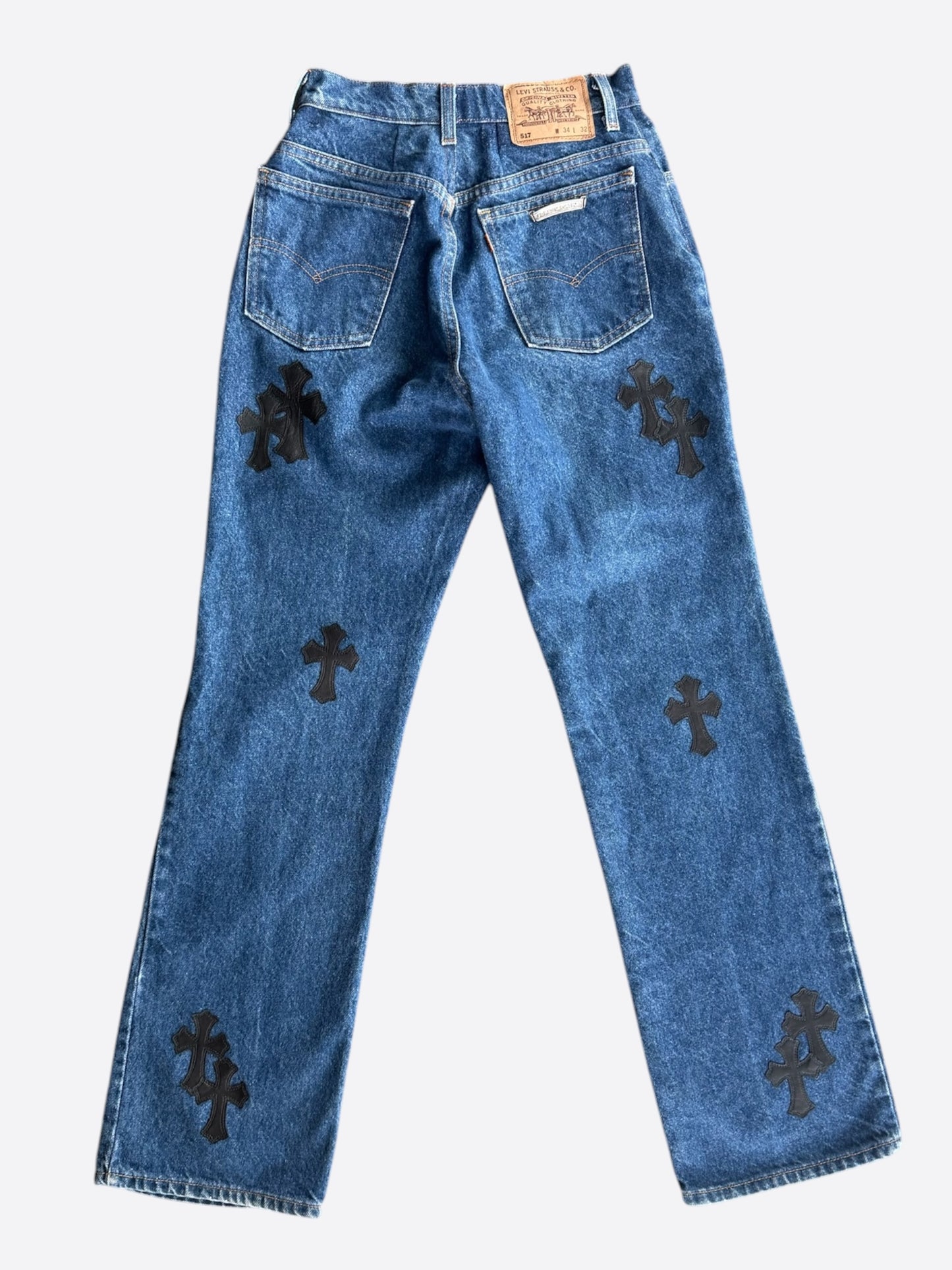 Chrome Hearts Levis Blue & Black Cross Patch Jeans