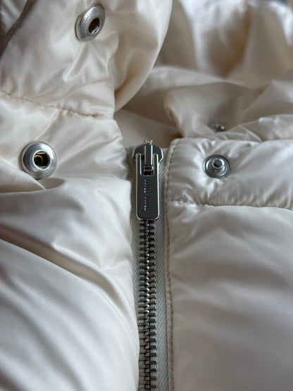 Miu Miu Beige & White Logo Puffer Jacket