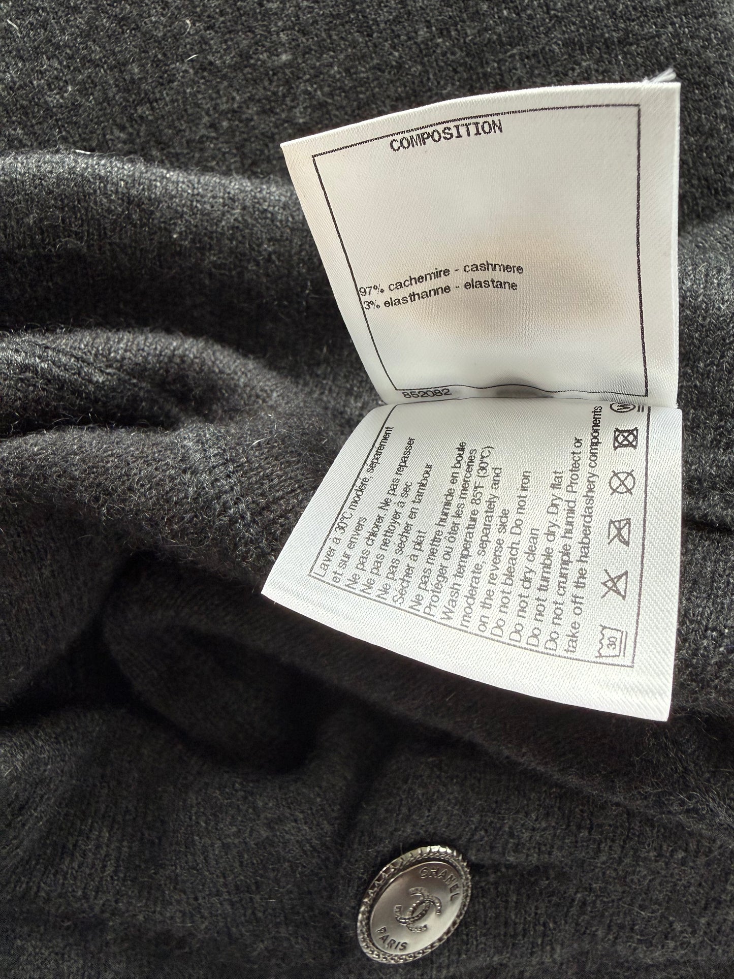 Chanel Grey & Silver CC Logo Cashmere Sweatpants