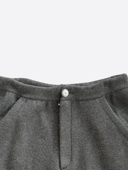 Chanel Grey & Silver CC Logo Cashmere Sweatpants