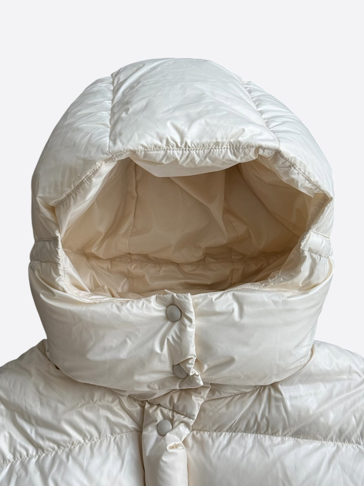 Miu Miu Beige & White Logo Puffer Jacket