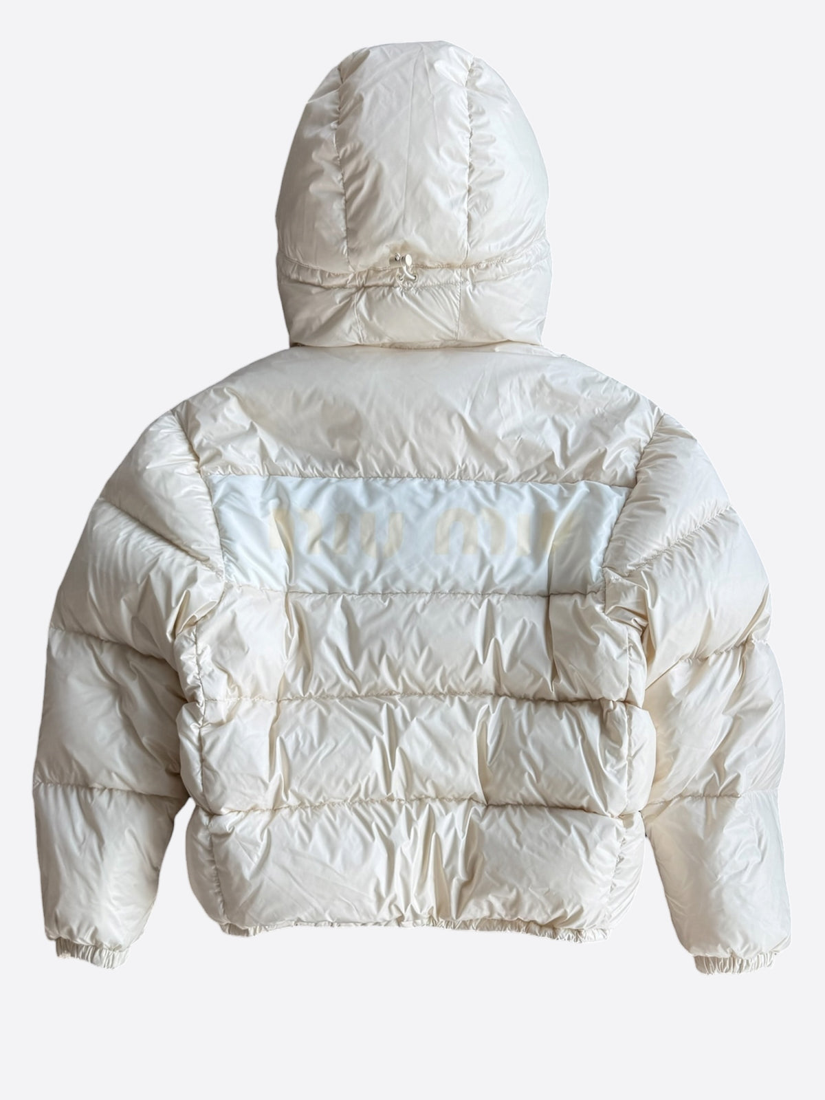 Miu Miu Beige & White Logo Puffer Jacket