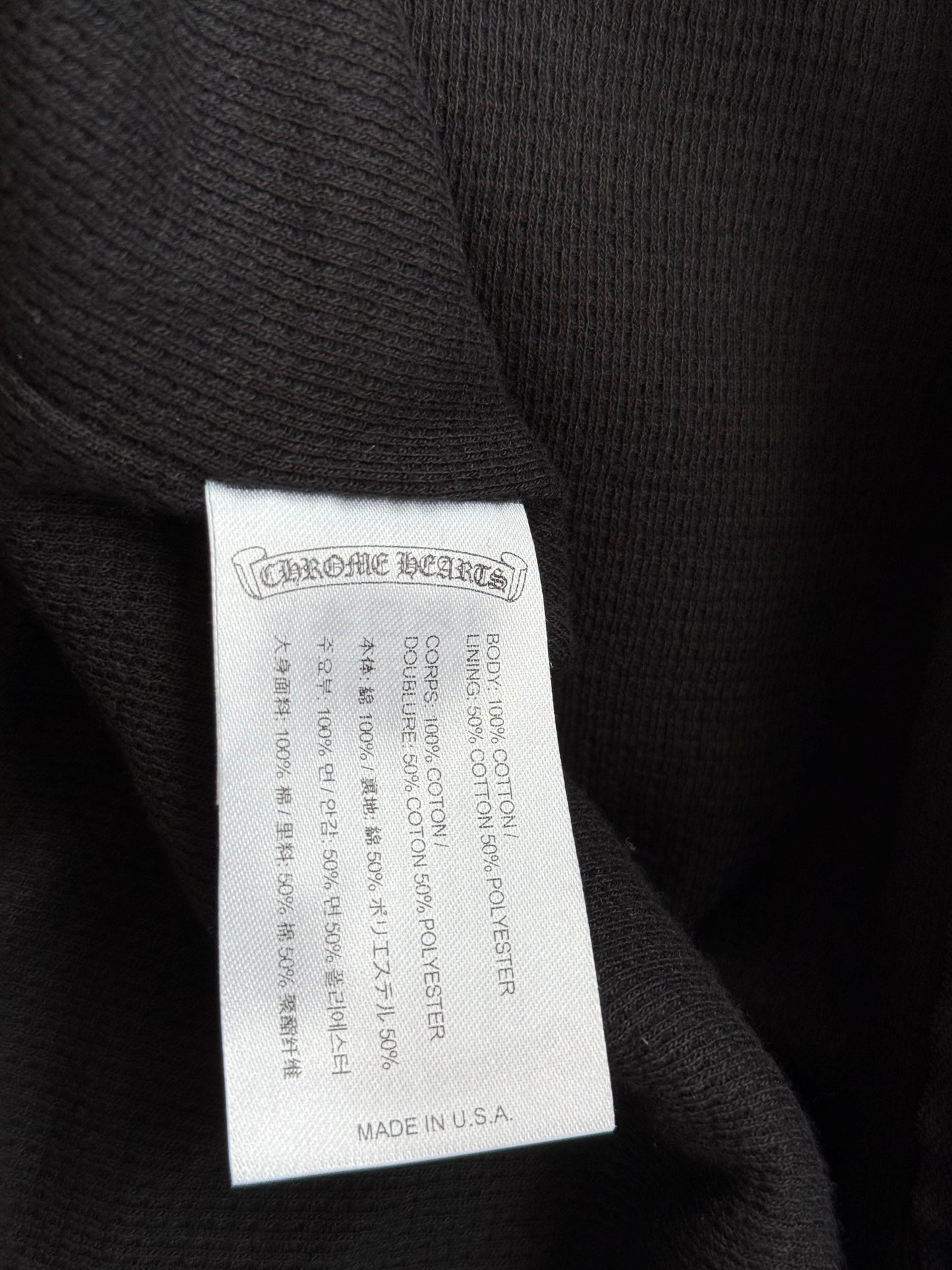 Chrome Hearts Black & White Script Logo Thermal Zip Up Hoodie