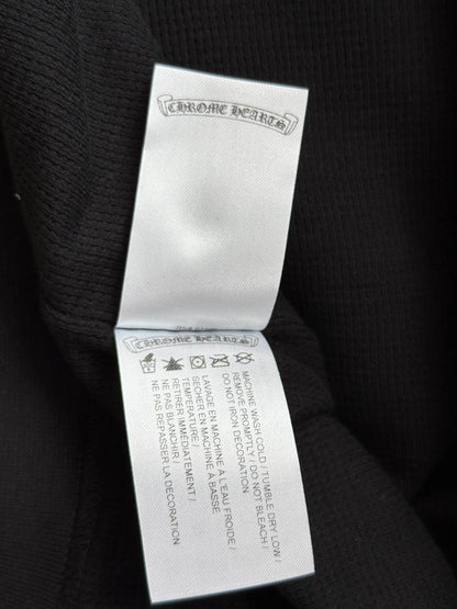 Chrome Hearts Black & White Script Logo Thermal Zip Up Hoodie