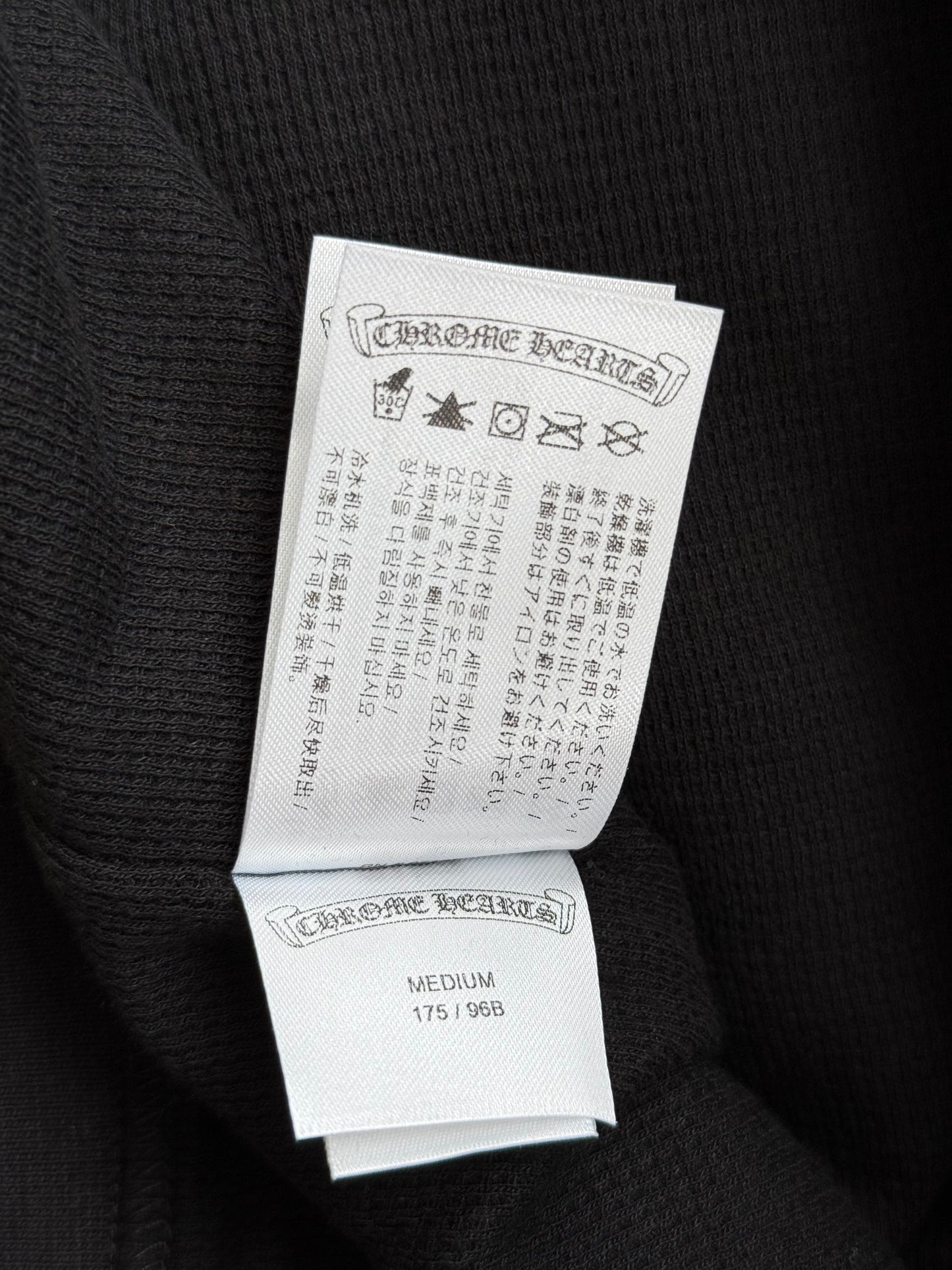 Chrome Hearts Black & White Script Logo Thermal Zip Up Hoodie