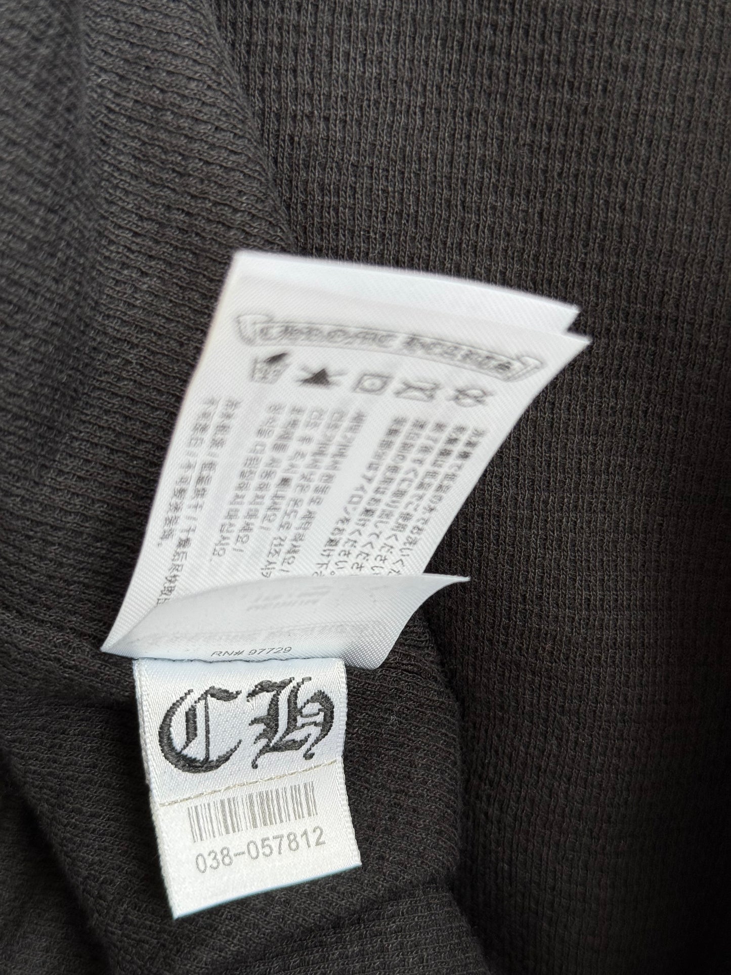 Chrome Hearts Black & White Script Logo Thermal Zip Up Hoodie
