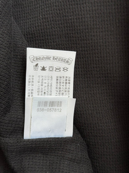 Chrome Hearts Black & White Script Logo Thermal Zip Up Hoodie