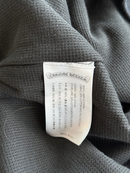Chrome Hearts Black & White Script Logo Thermal Zip Up Hoodie