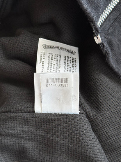 Chrome Hearts Black & White Script Logo Thermal Zip Up Hoodie