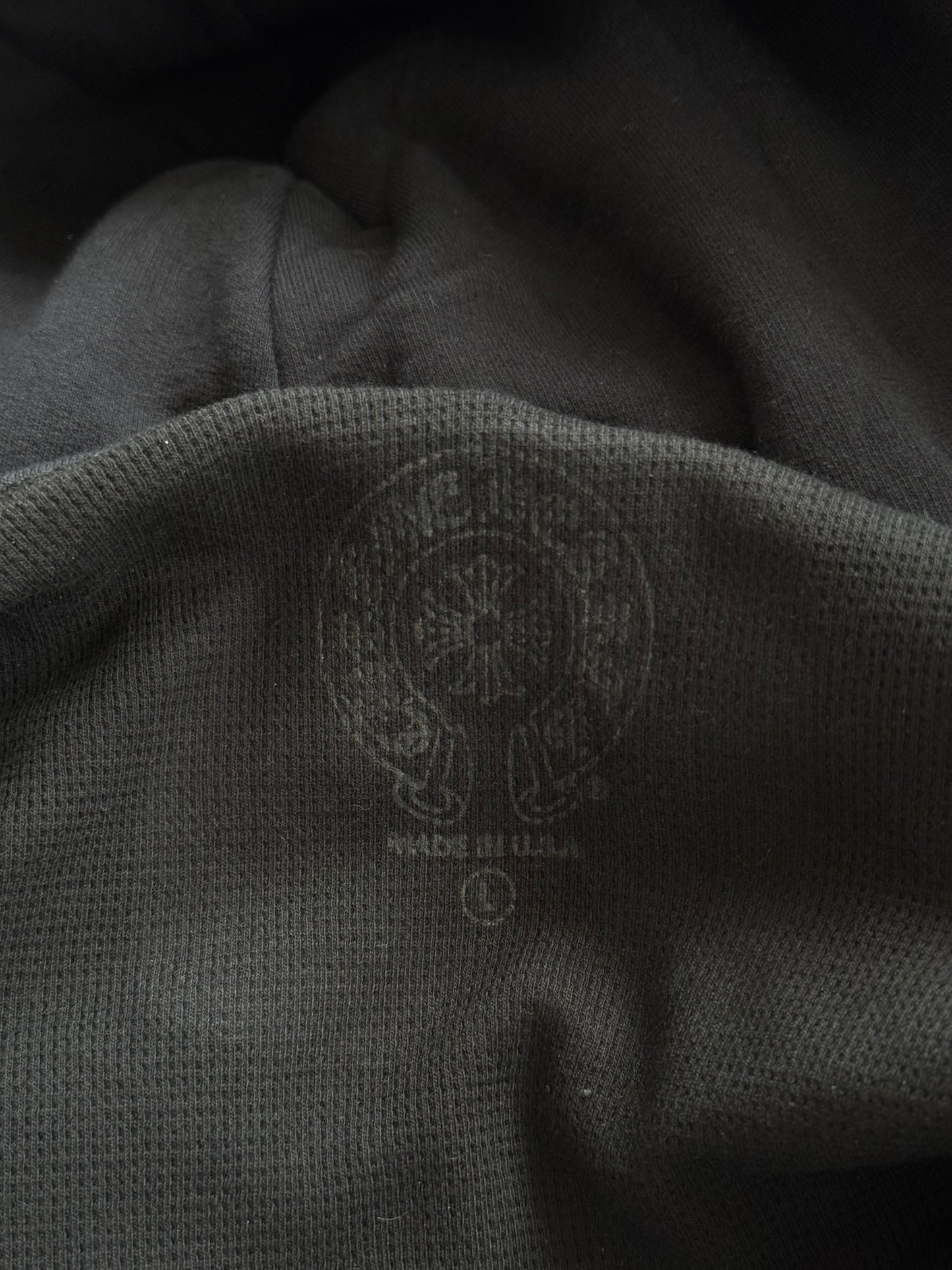 Chrome Hearts Black & White Script Logo Thermal Zip Up Hoodie