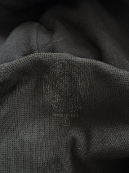 Chrome Hearts Black & White Script Logo Thermal Zip Up Hoodie