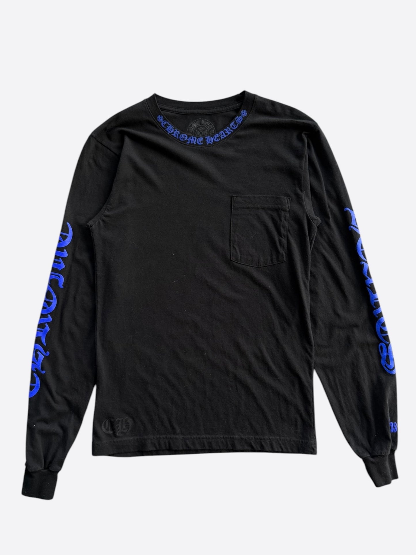 Chrome Hearts Black & Blue Neck Logo Longsleeve T-Shirt