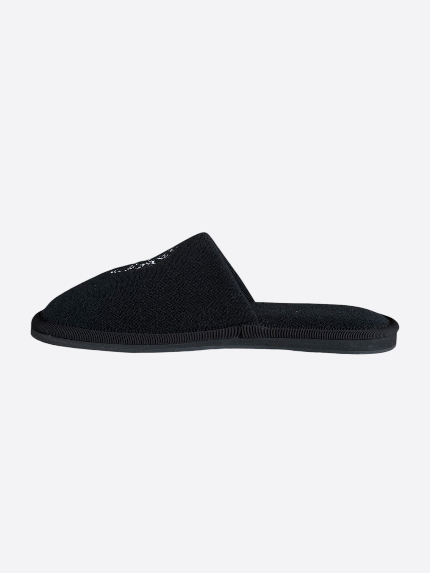 Chrome Hearts Black & White Horseshoe Logo Slippers