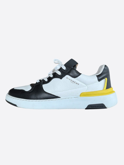 Givenchy White, Black & Yellow Wing Sneakers