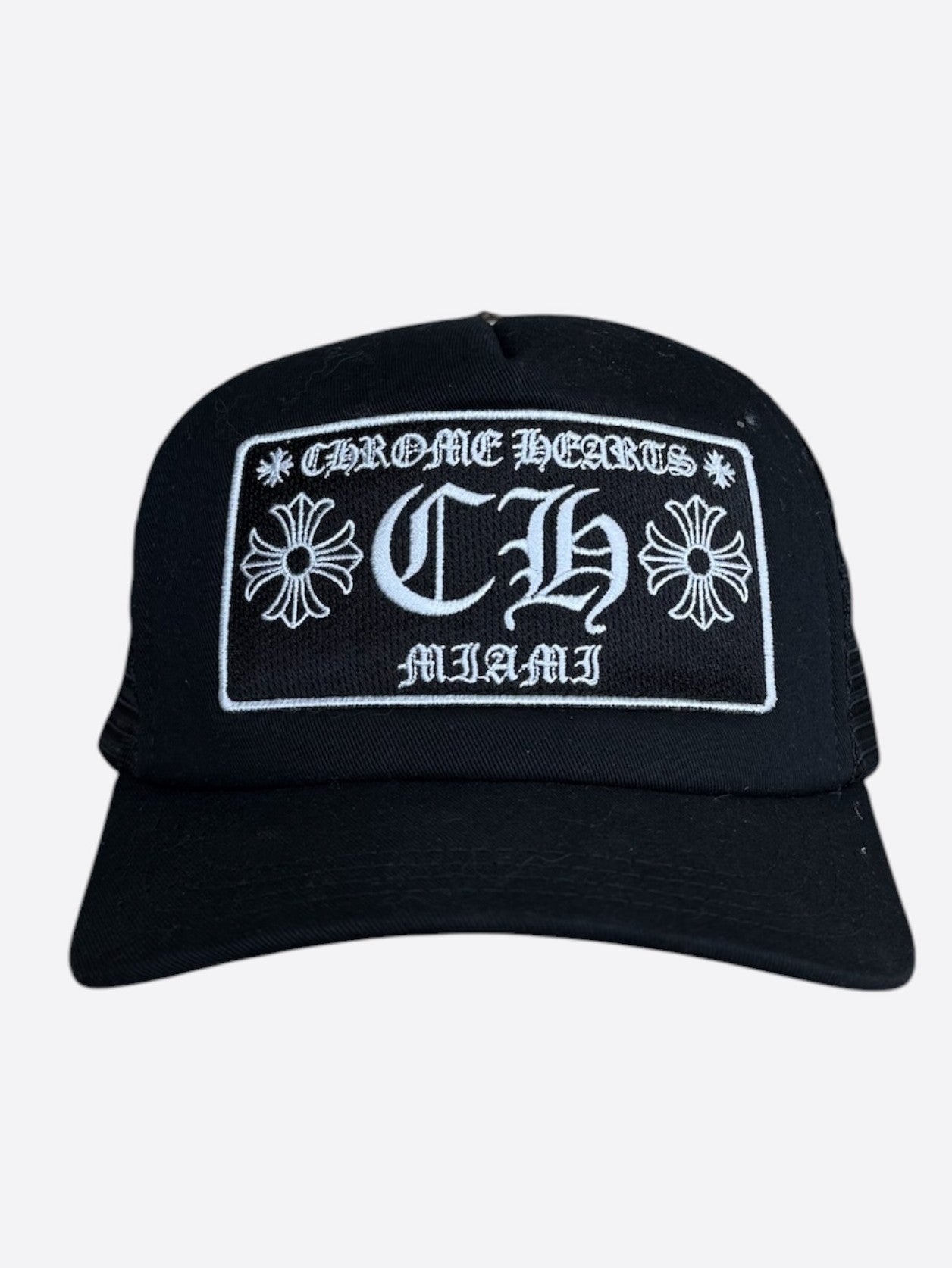 Chrome Hearts Black & White Miami Trucker Hat