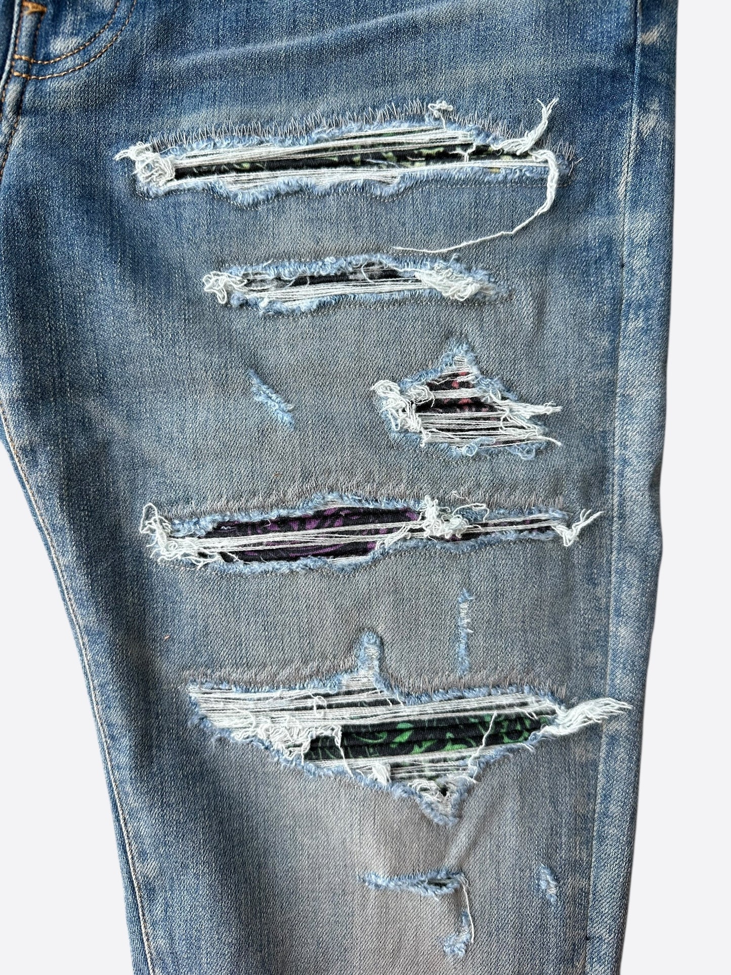 Amiri Clay Indigo Rainbow Bandana Patch Thrasher Jeans