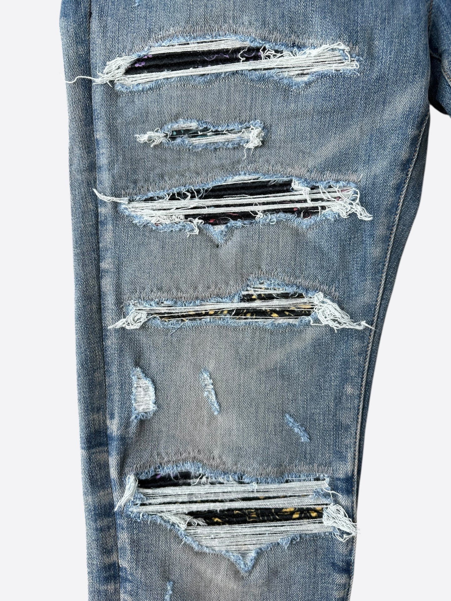 Amiri Clay Indigo Rainbow Bandana Patch Thrasher Jeans