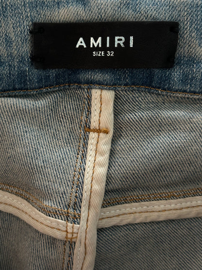 Amiri Clay Indigo Black & Red Plaid Patch MX1 Jeans