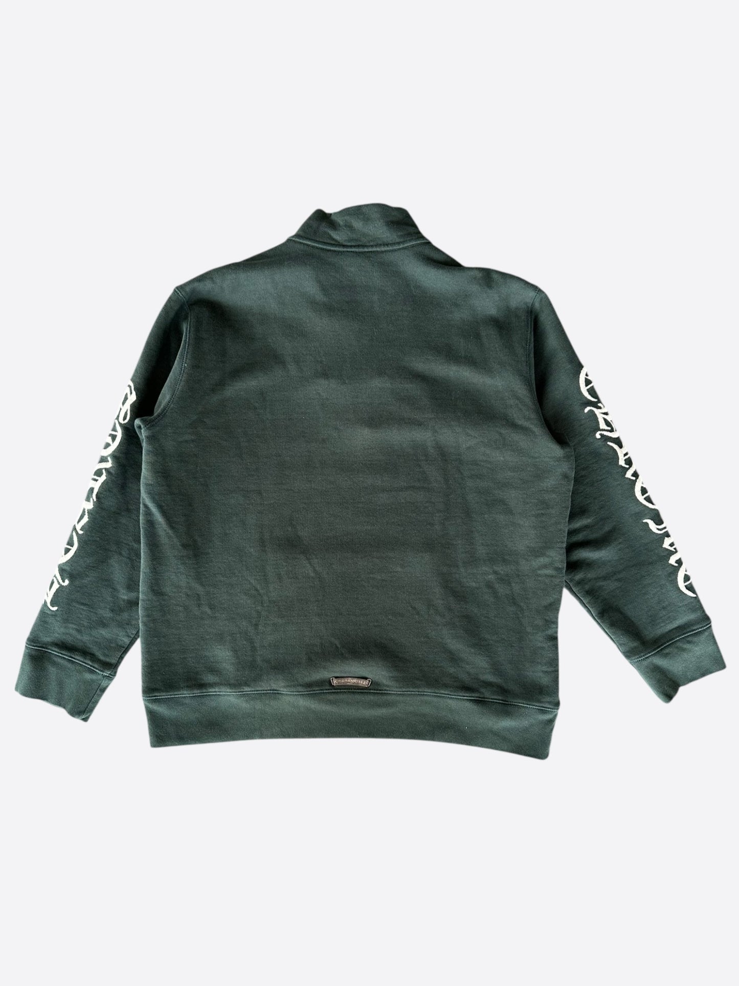 Chrome Hearts Green & White Embroidered Logo Quarter Zip Sweater
