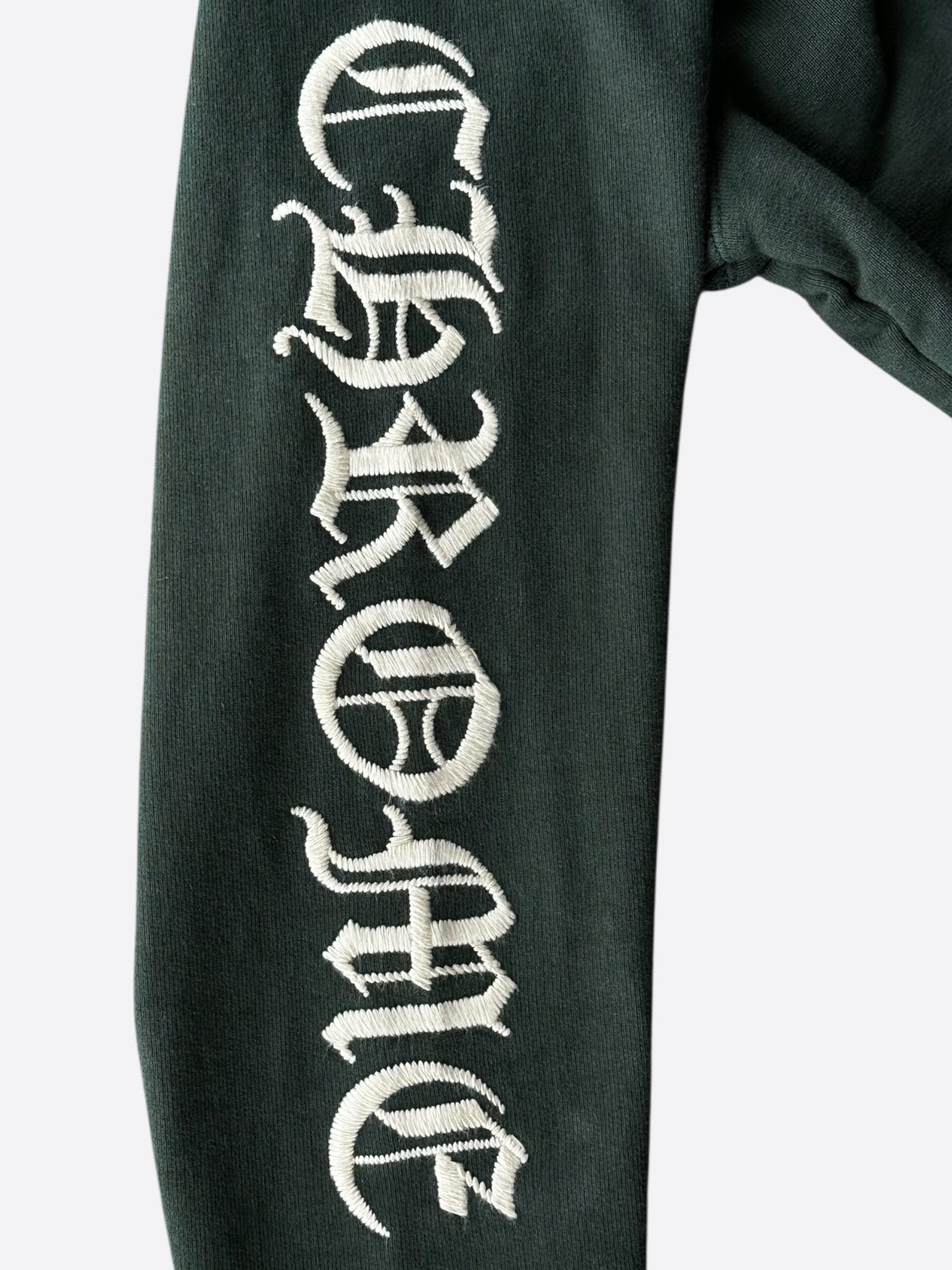 Chrome Hearts Green & White Embroidered Logo Quarter Zip Sweater