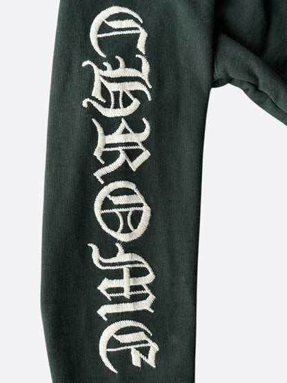 Chrome Hearts Green & White Embroidered Logo Quarter Zip Sweater