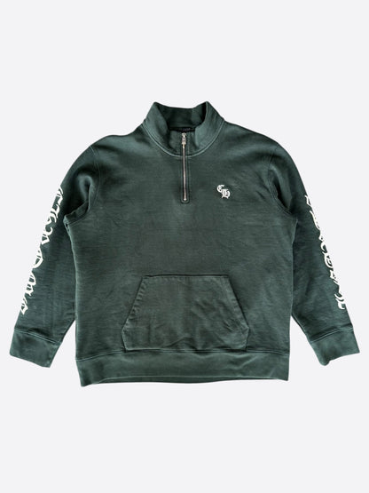 Chrome Hearts Green & White Embroidered Logo Quarter Zip Sweater