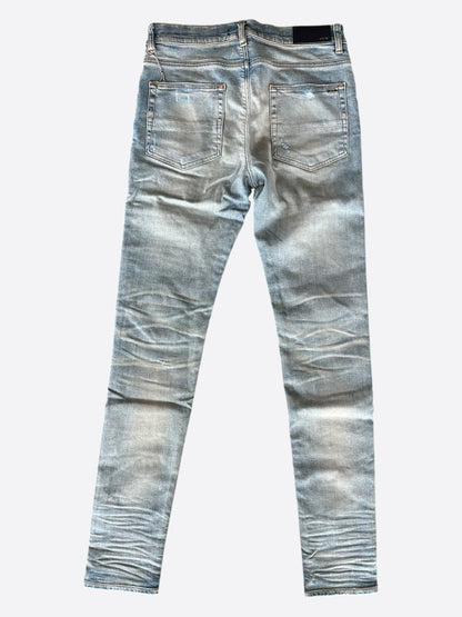 Amiri Clay Indigo Black & Red Plaid Patch MX1 Jeans