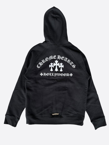 Chrome Hearts Black & White Triple Cross Embroidered Zip Up Hoodie