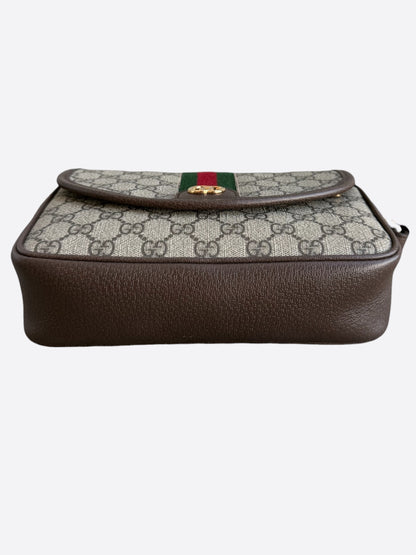 Gucci Brown GG Monogram Ophidia Studded Messenger Bag